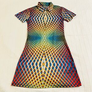 Multicolor Optical Illusion Mini Dress